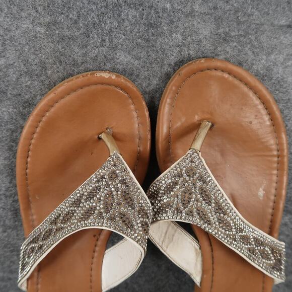 Casual Shoes Womens 7 Sandals Flip Flops Slip On Embellished Straps Comfort - Picture 6 of 8